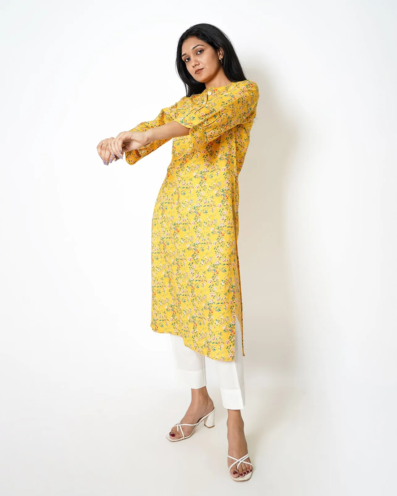 Summer Sunshine Floral Print Cotton Kurta Set