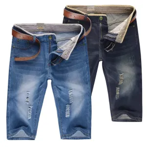 Summer Washable Perforated Denim Pants for Men