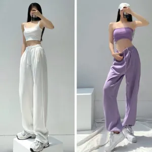 Sweatpants Women's Loose Thin Section Purple Drawstring Thin Leggings Casual Straight Leggings Sweatpants Ins Tide