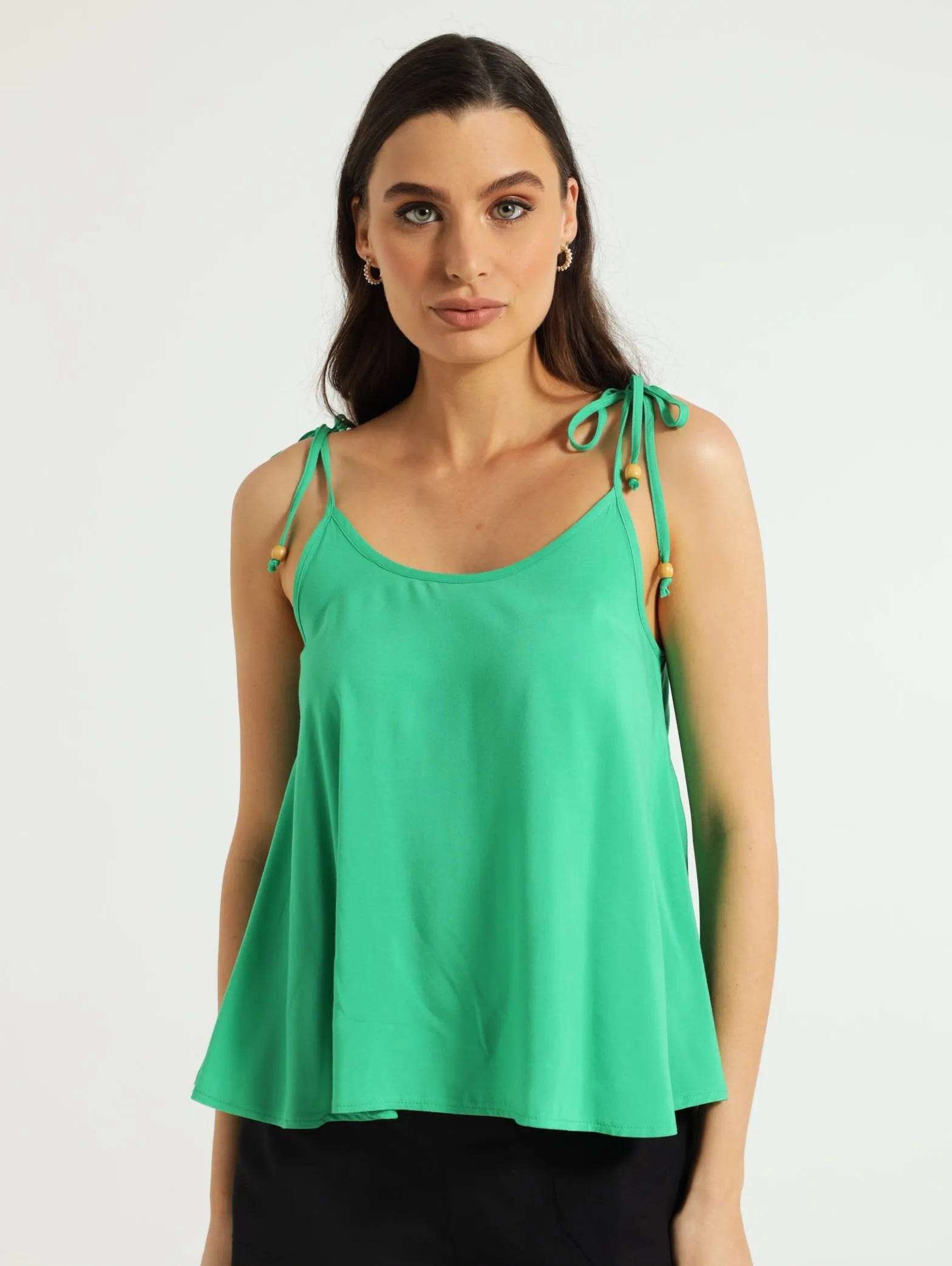 Swing Cami WIth Shoulder Tie - Bright Green