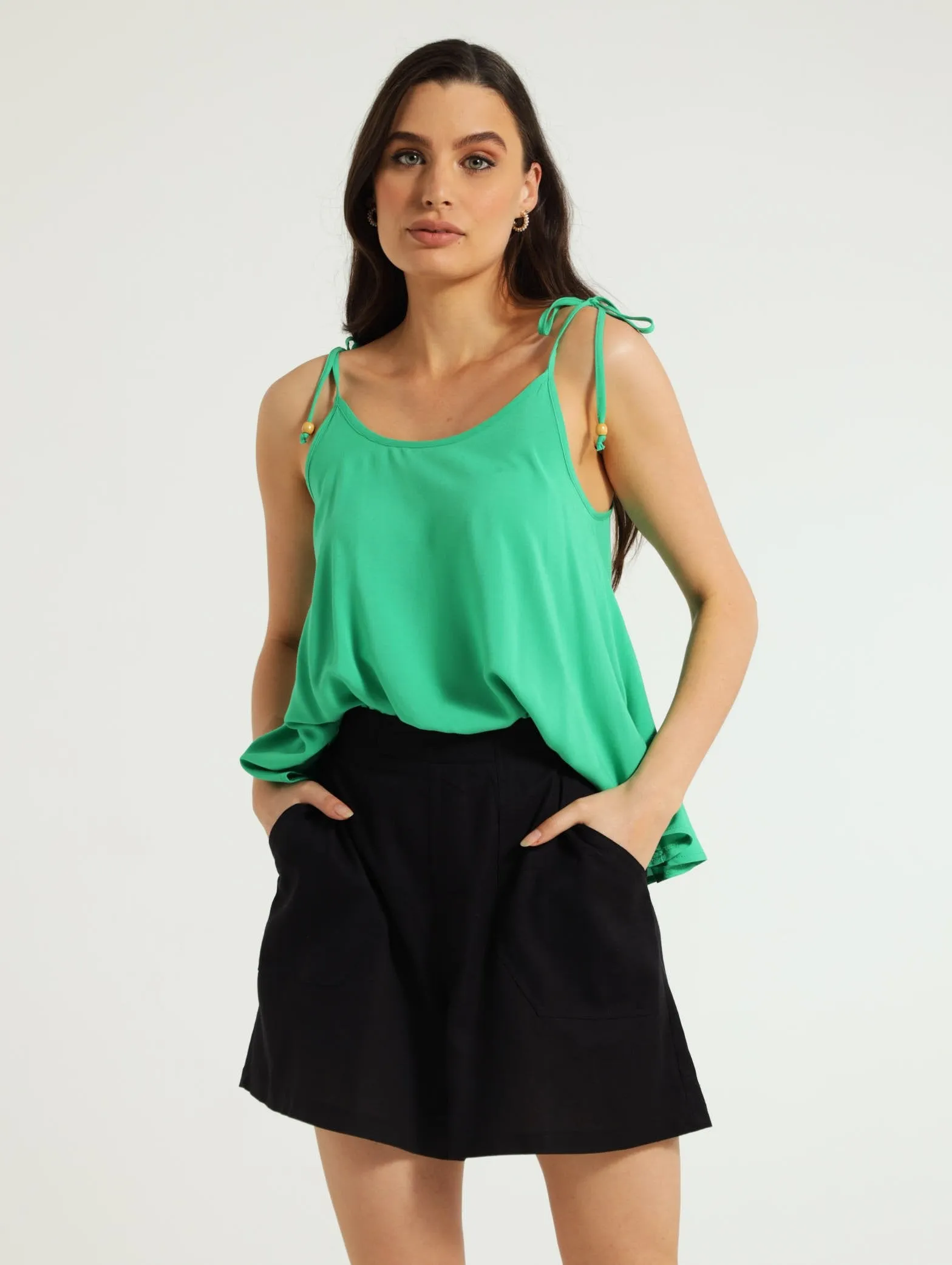 Swing Cami WIth Shoulder Tie - Bright Green