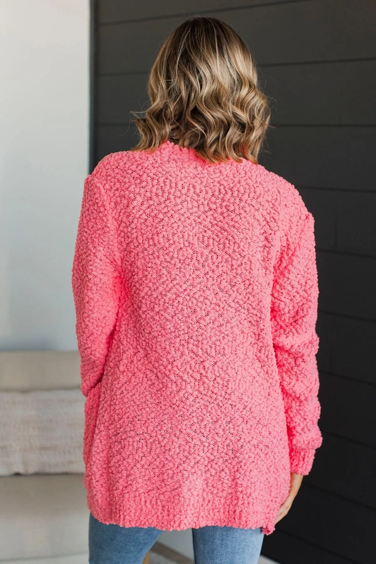 Take Another Look Popcorn Cardigan- Bright Pink