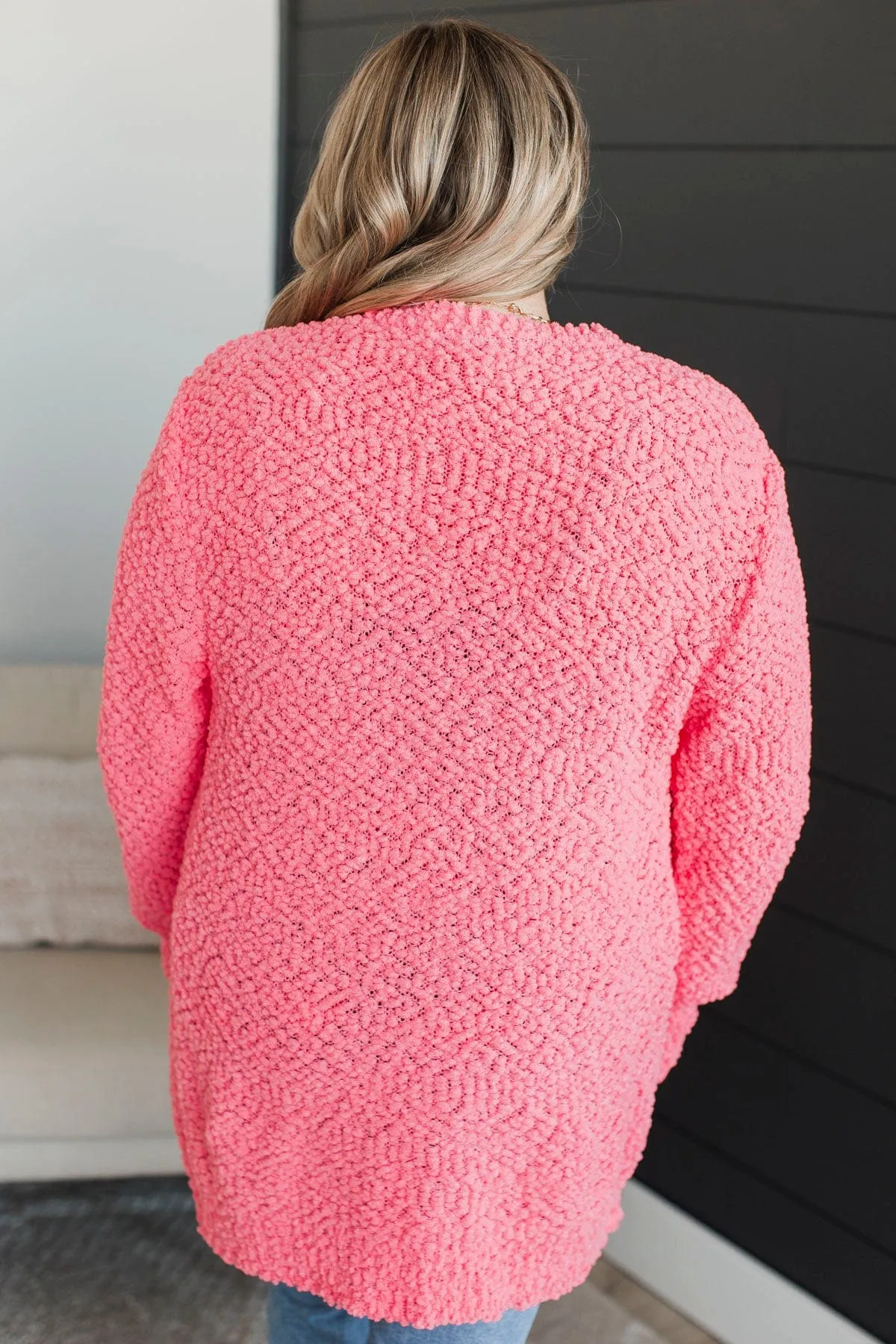 Take Another Look Popcorn Cardigan- Bright Pink