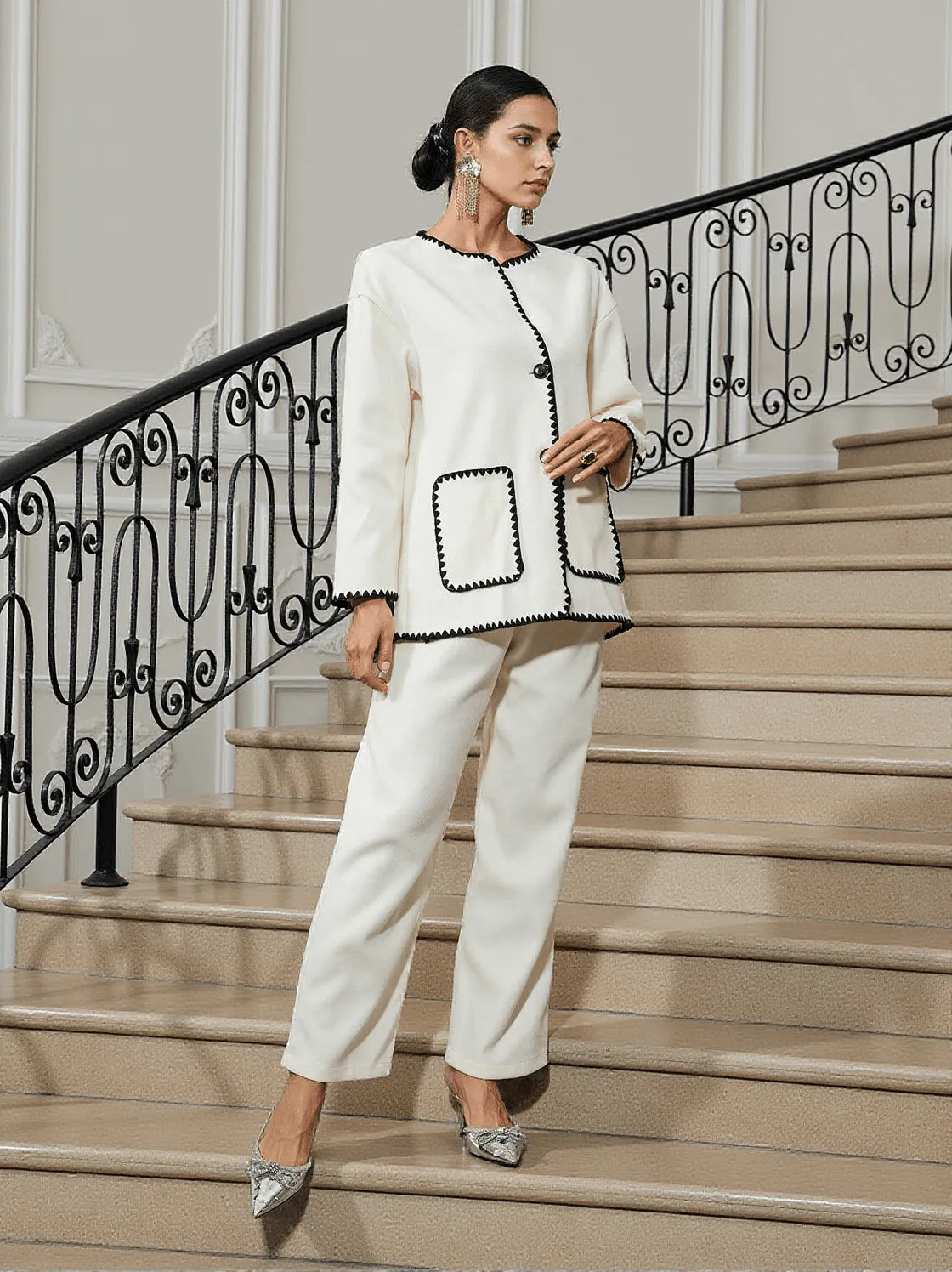 Tekoa Patchwork Pockets Pants Set