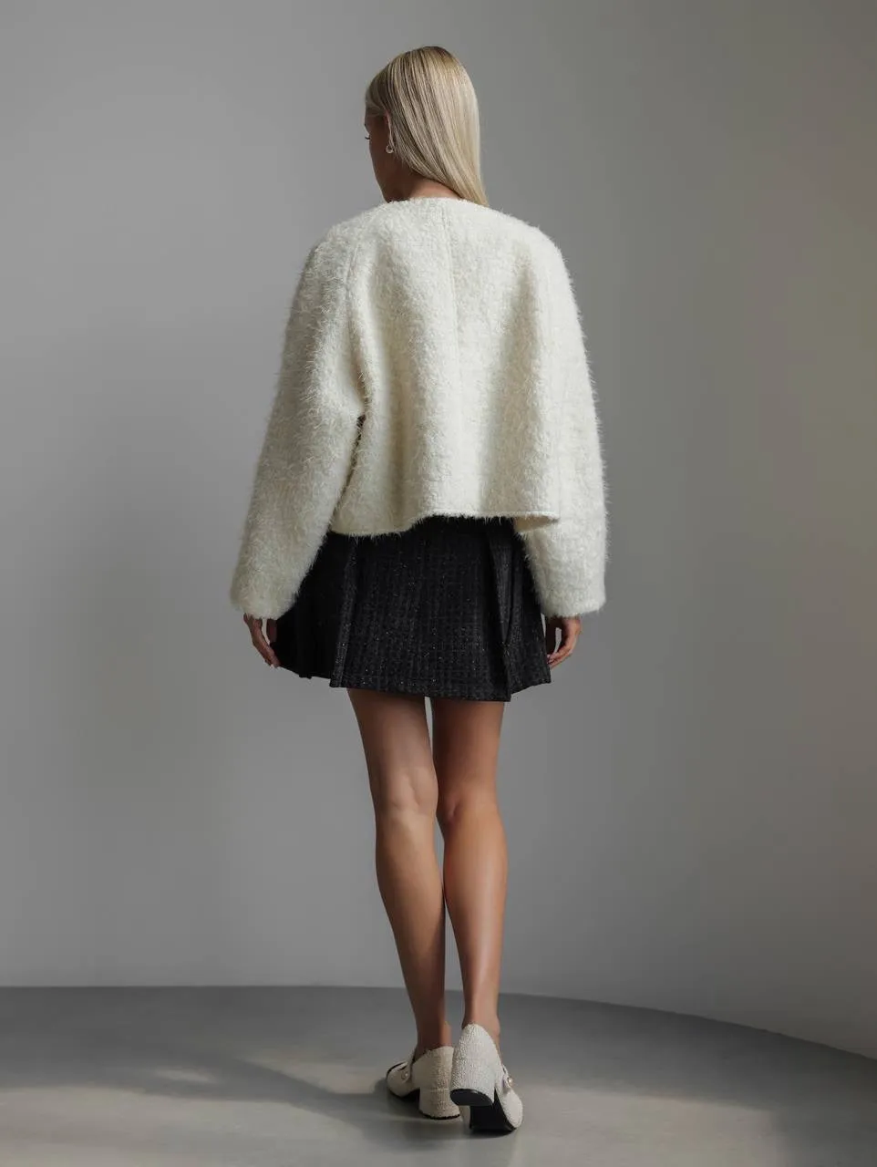 Textured Black A-Line Skirt