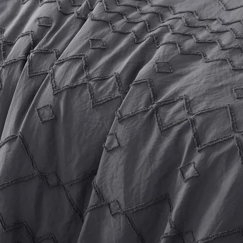 The Big Sleep Charcoal Zig Zags Soft Touch Tufted Quilt Cover Sets