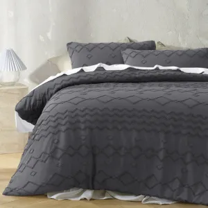 The Big Sleep Charcoal Zig Zags Soft Touch Tufted Quilt Cover Sets
