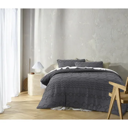 The Big Sleep Charcoal Zig Zags Soft Touch Tufted Quilt Cover Sets