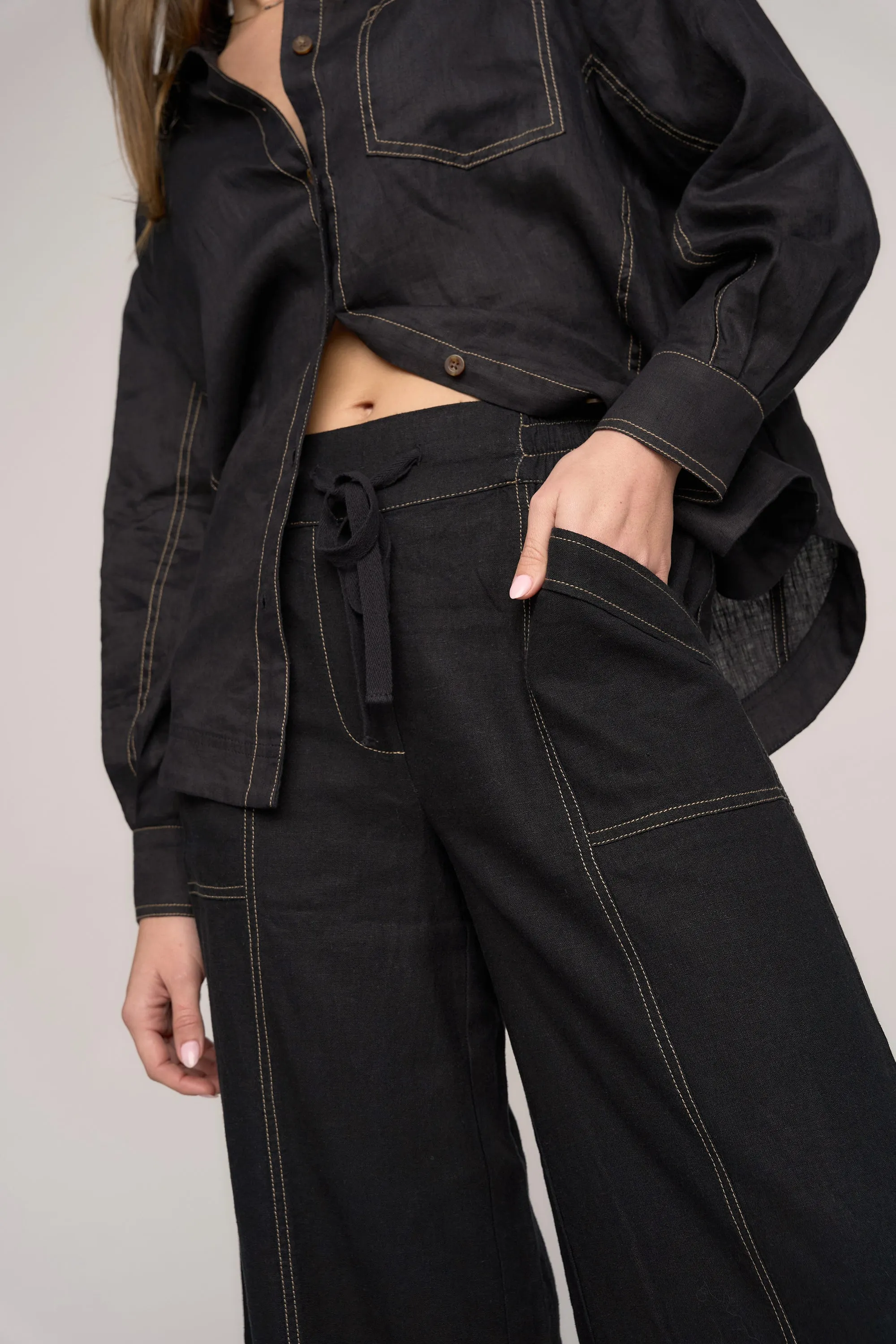 The Stitch Detail Linen Pant
