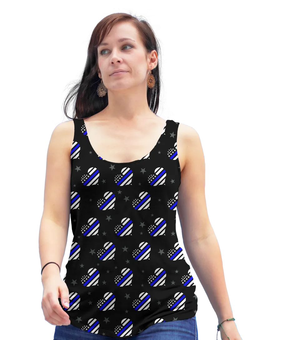 Thin Blue Line Heart Racerback Tank Top