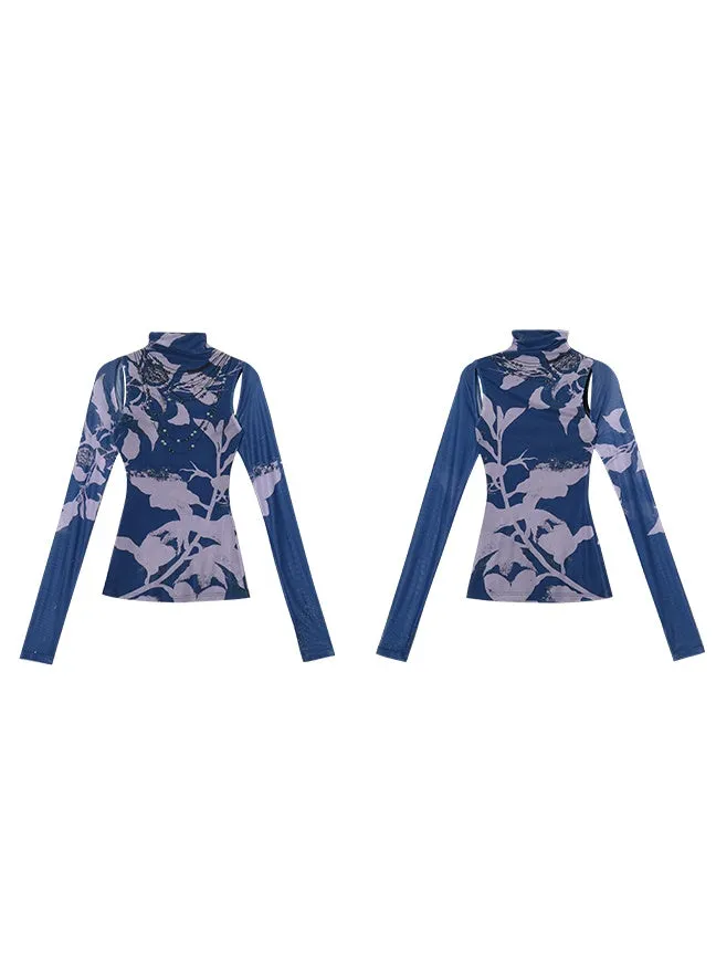 Thin Silhouette Leaf High-Neck Cutsew