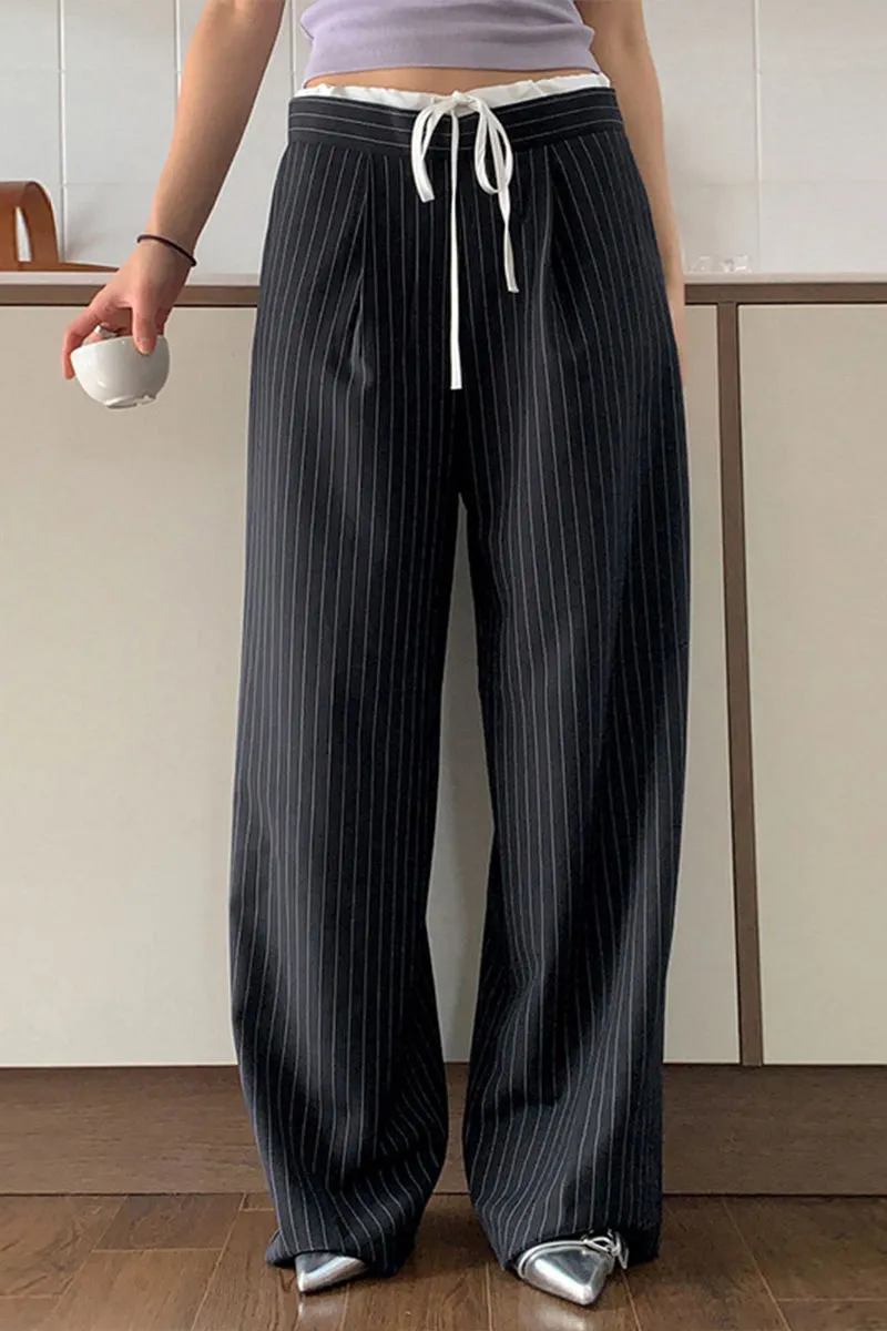 TNF4182 Formal Striped Wide-Legged Pants