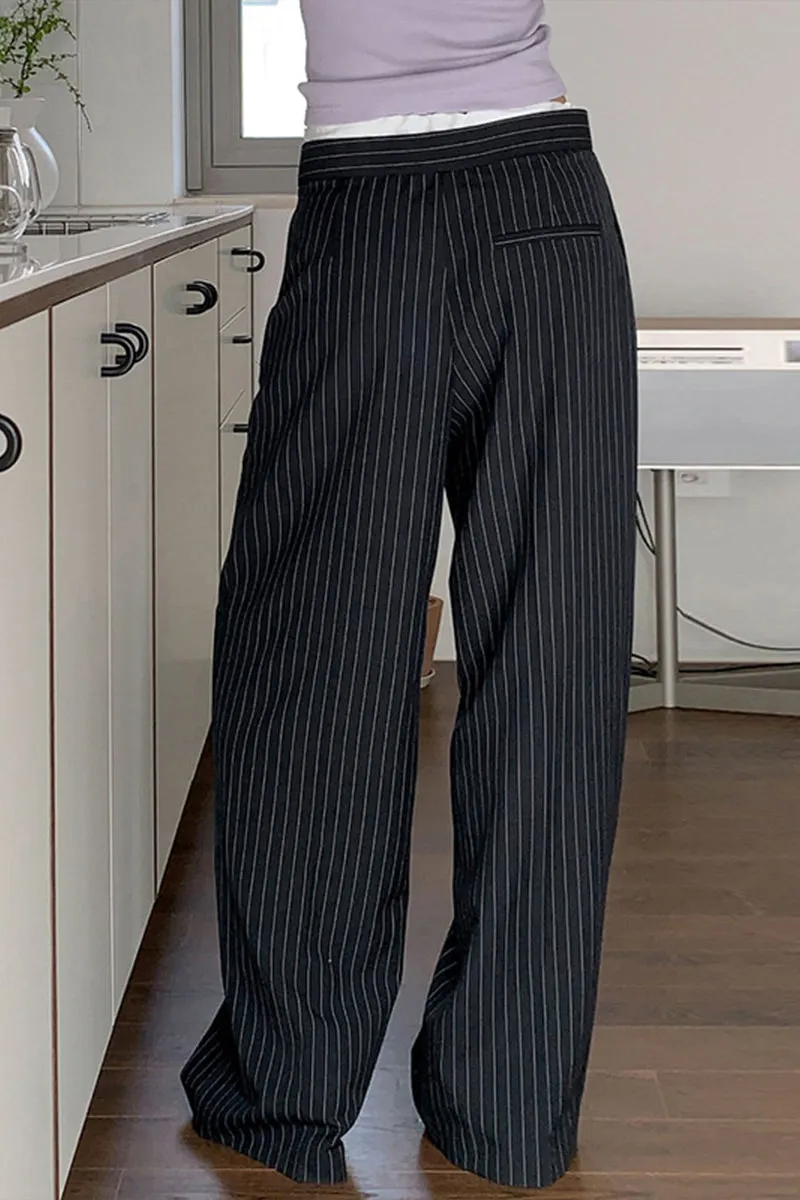TNF4182 Formal Striped Wide-Legged Pants