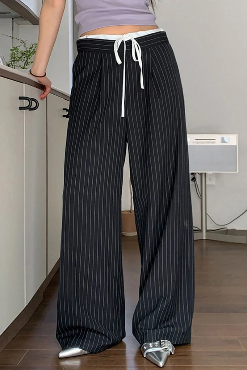 TNF4182 Formal Striped Wide-Legged Pants