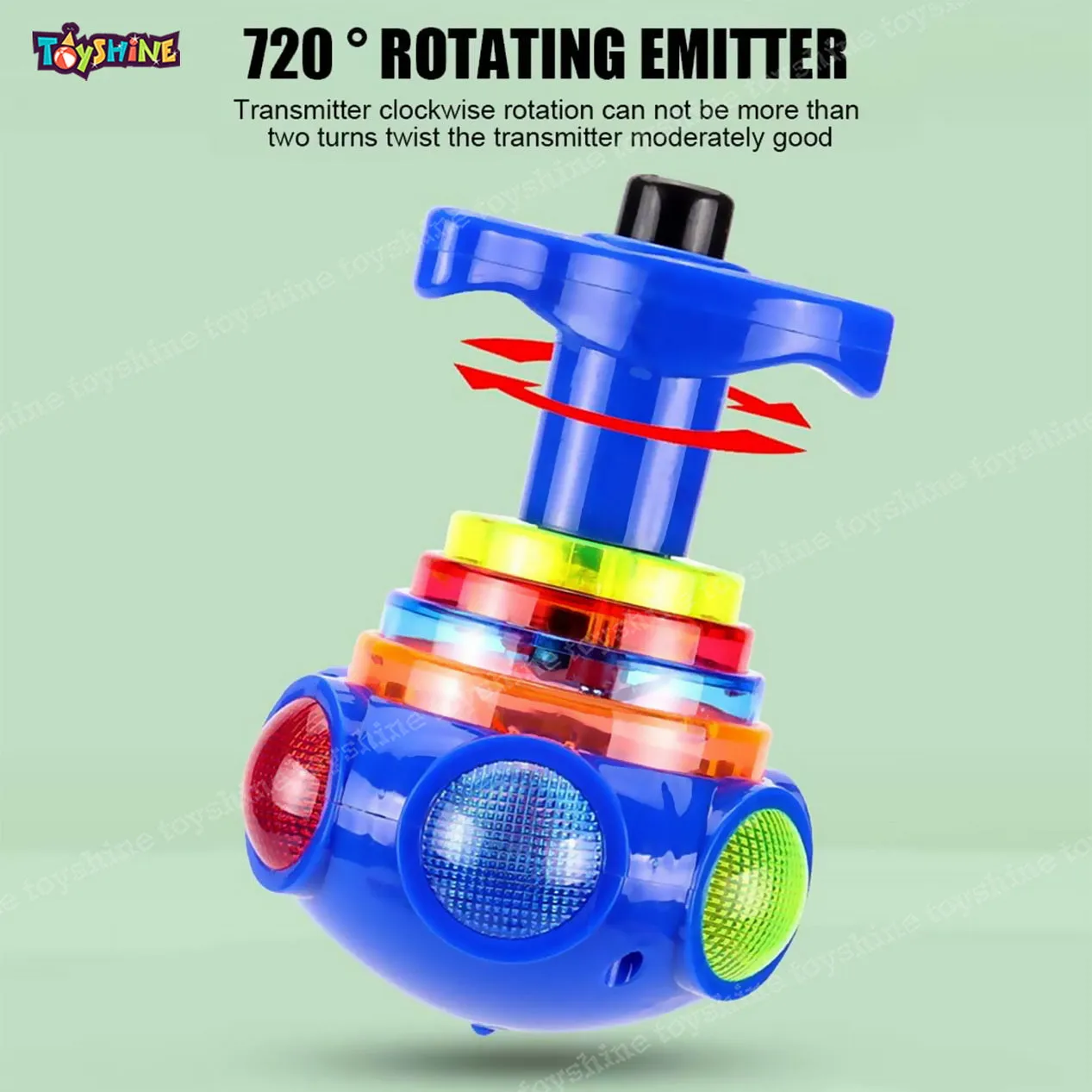 Toyshine 12 Pack Colorful Light & Music Gyro Peg-Top Spinning Tops Kids Children Toy