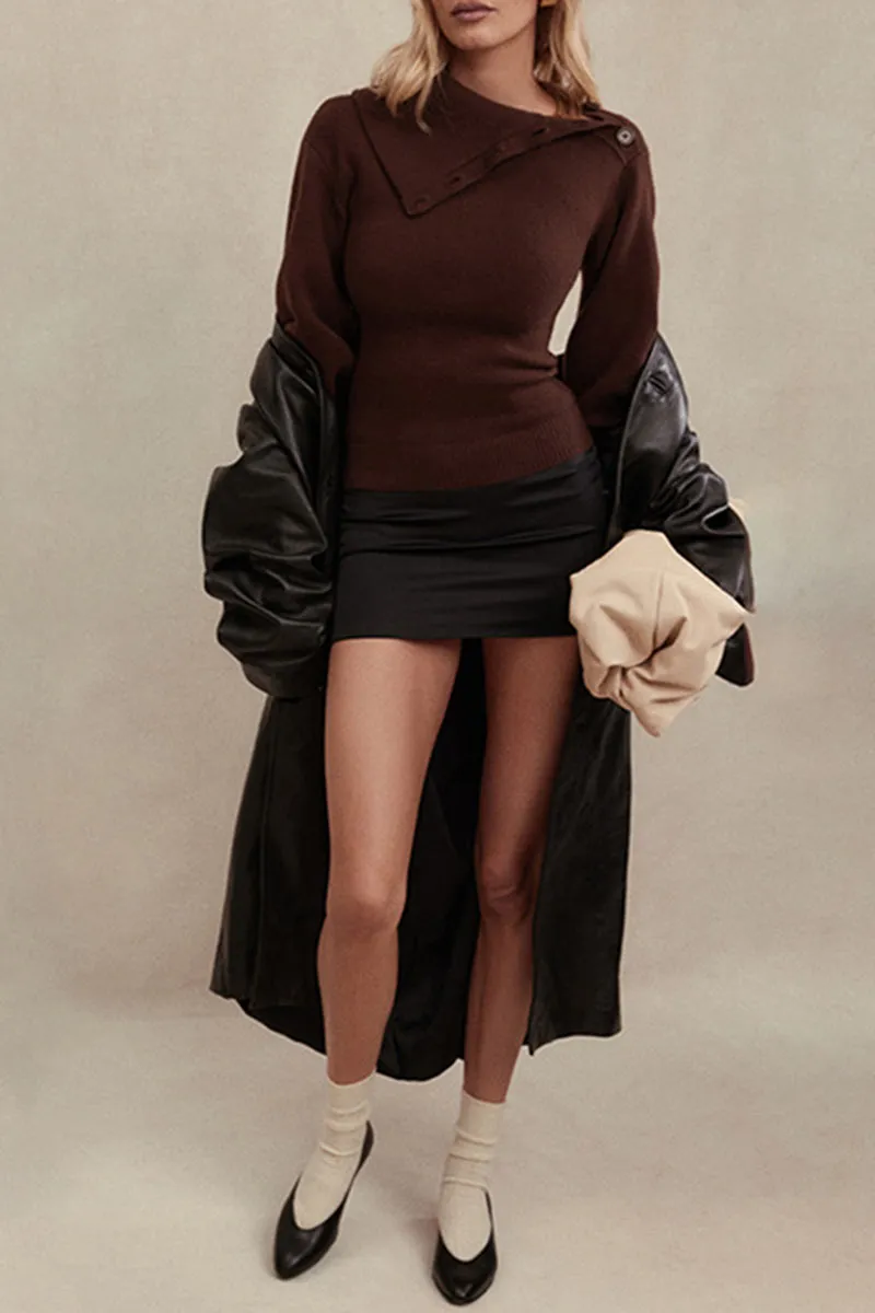 UK618 Hooded Knit Top and Straight Leg Knit Pants Set