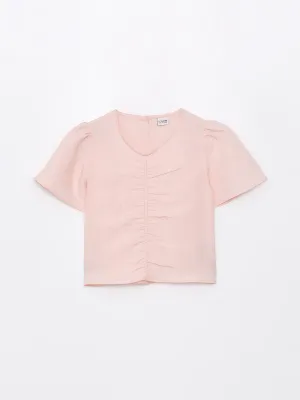 V-neck Girls Crop Blouse