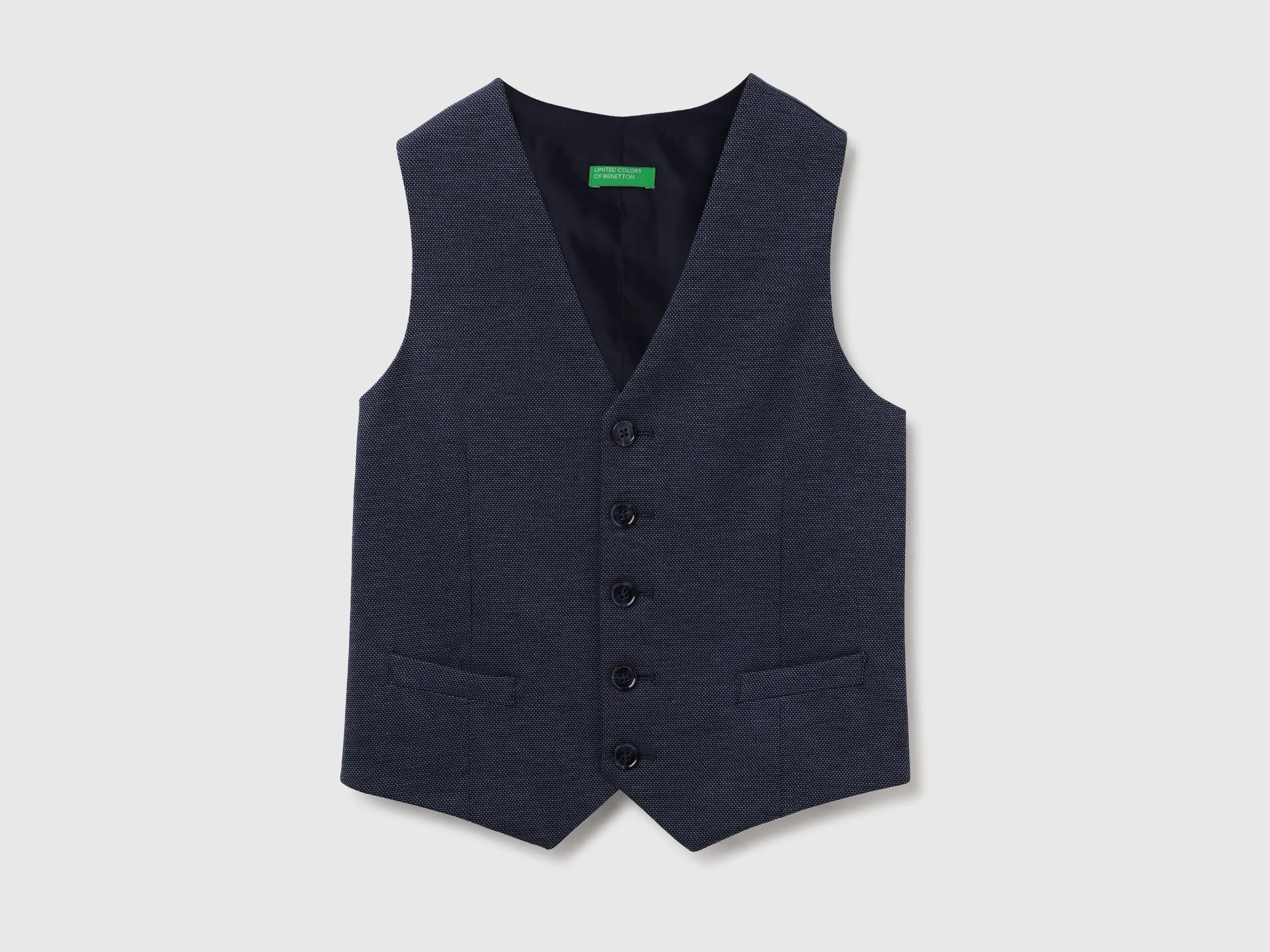 V-Neck Textured Button Down Waistcoat
