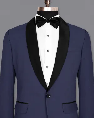 Valhalla Blue subtle plaid Wool Rich Tuxedo Blazer