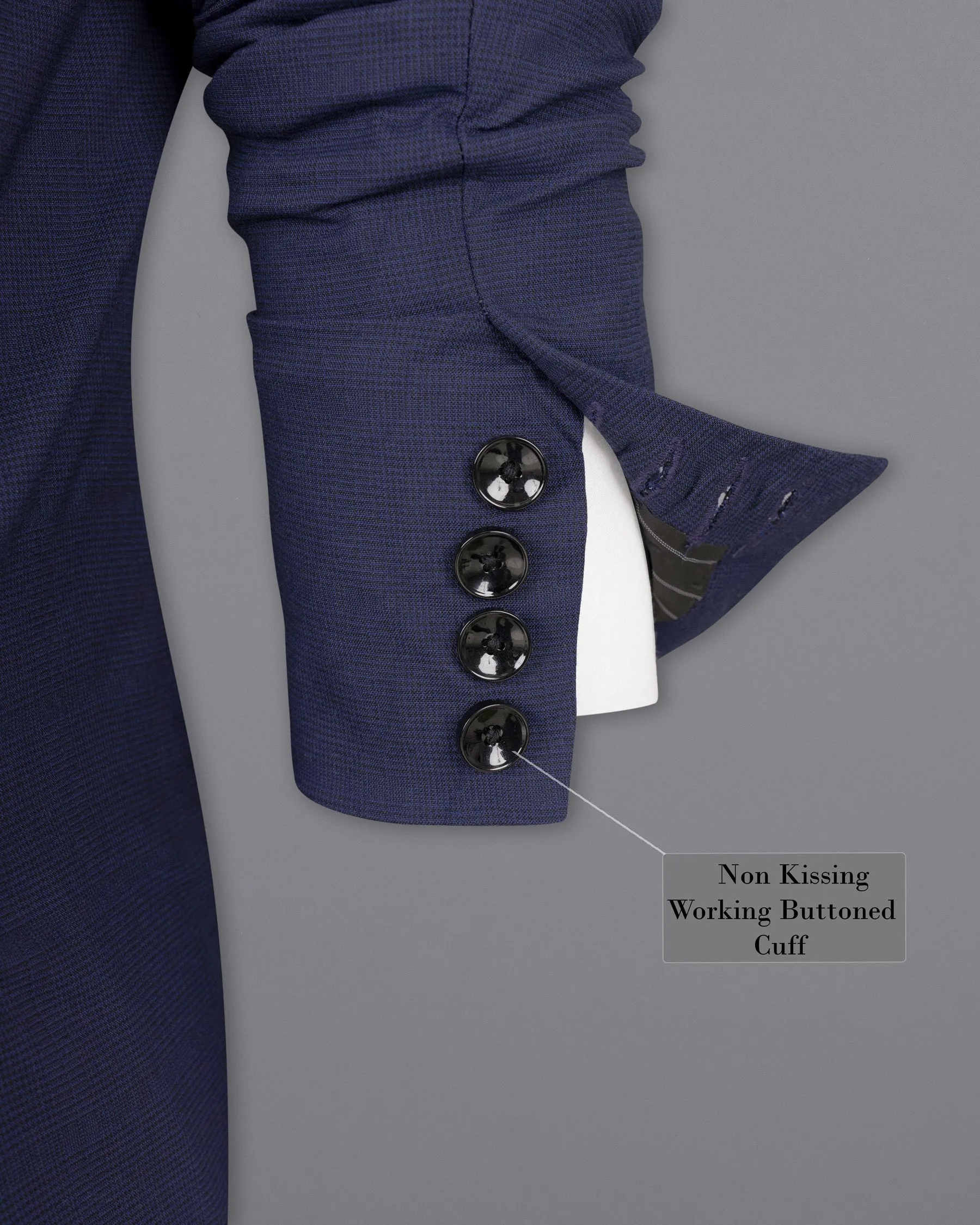 Valhalla Blue subtle plaid Wool Rich Tuxedo Blazer