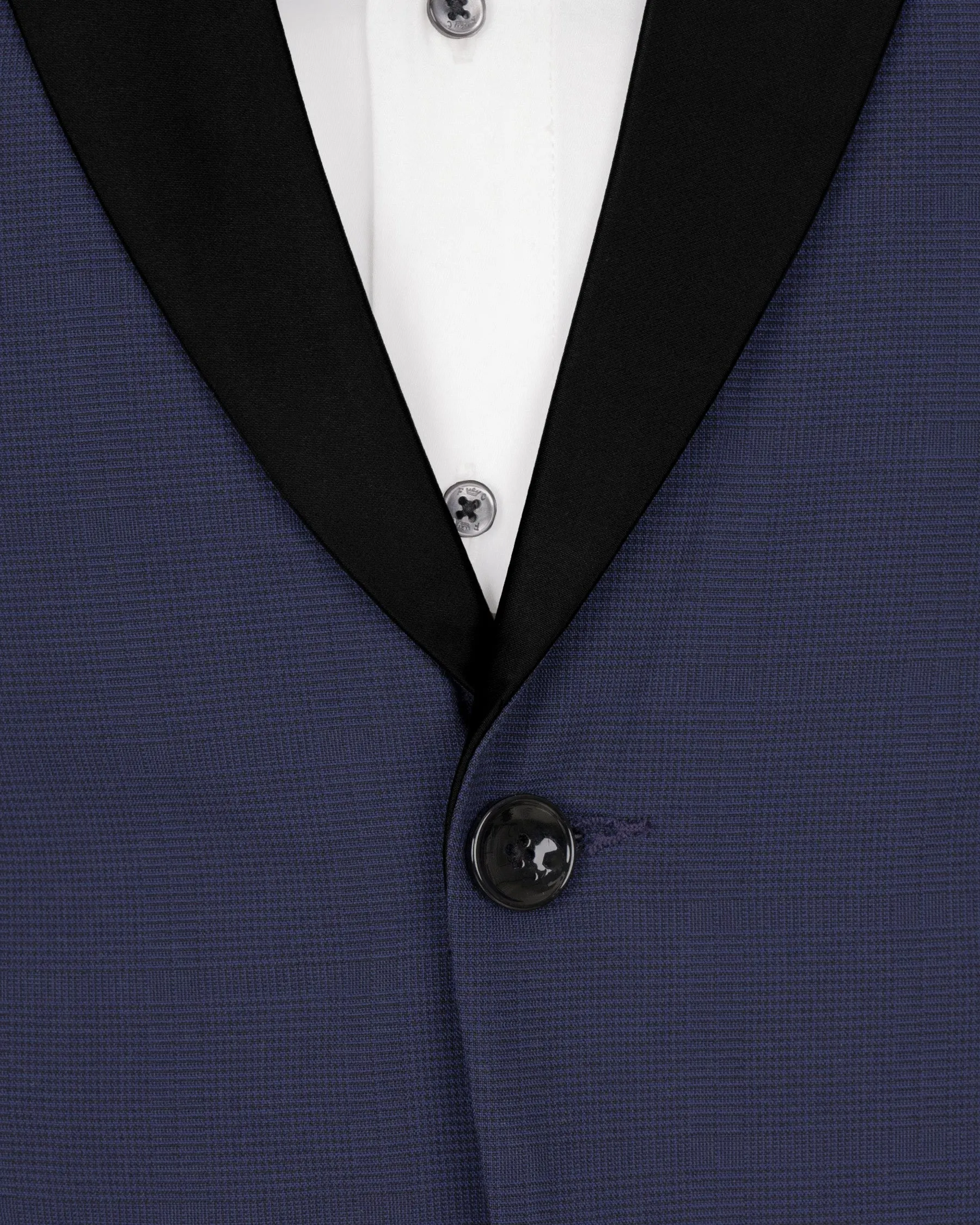 Valhalla Blue subtle plaid Wool Rich Tuxedo Blazer