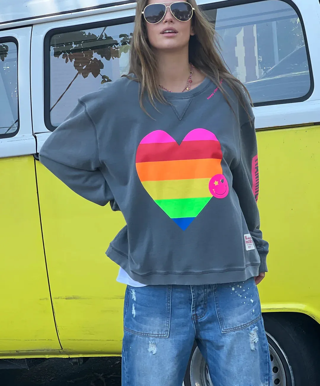 Vintage Heart Sweat Charcoal