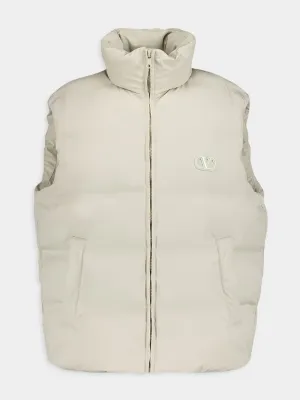 VLogo Nylon Hooded Cream Waistcoat