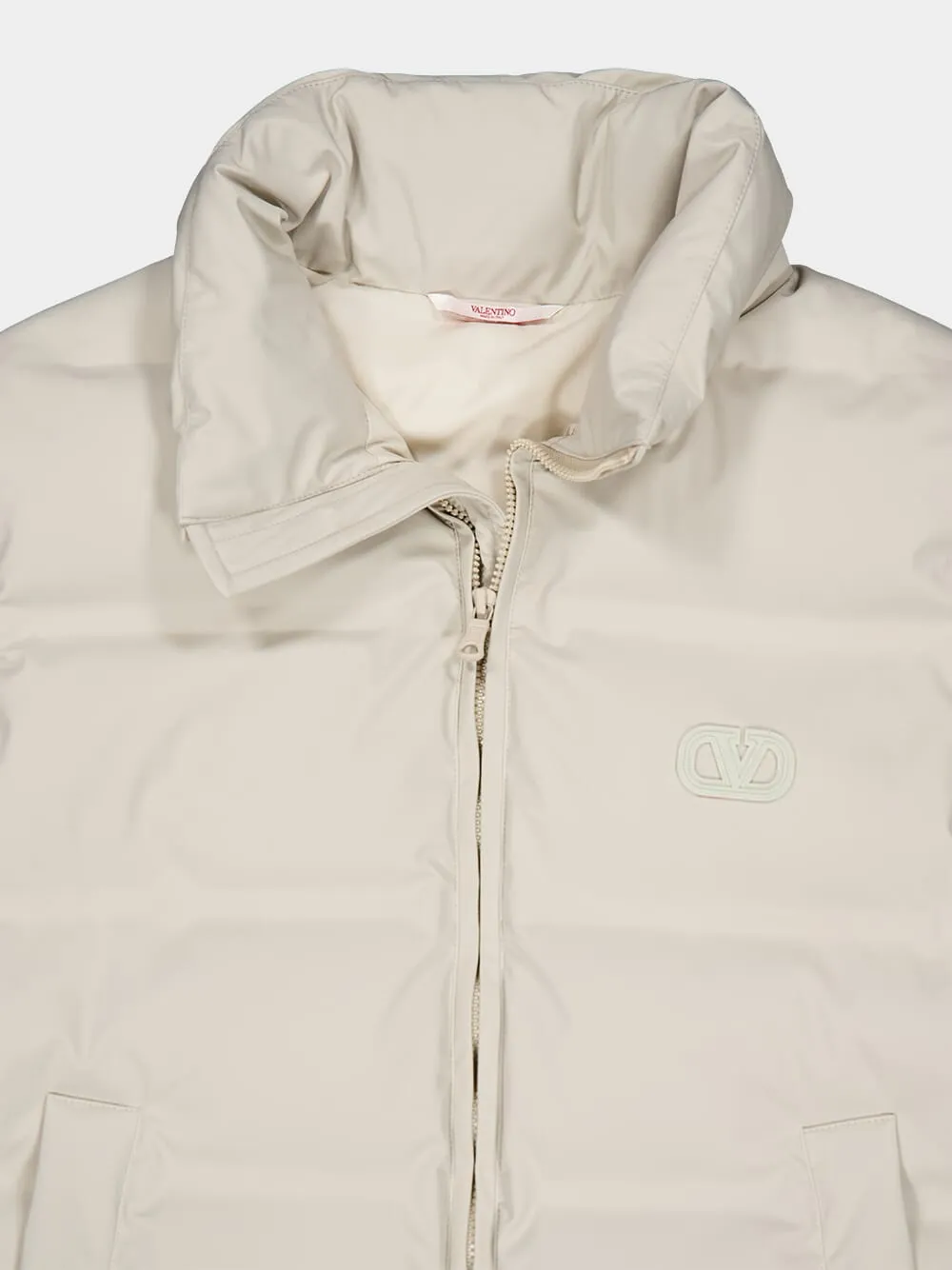 VLogo Nylon Hooded Cream Waistcoat