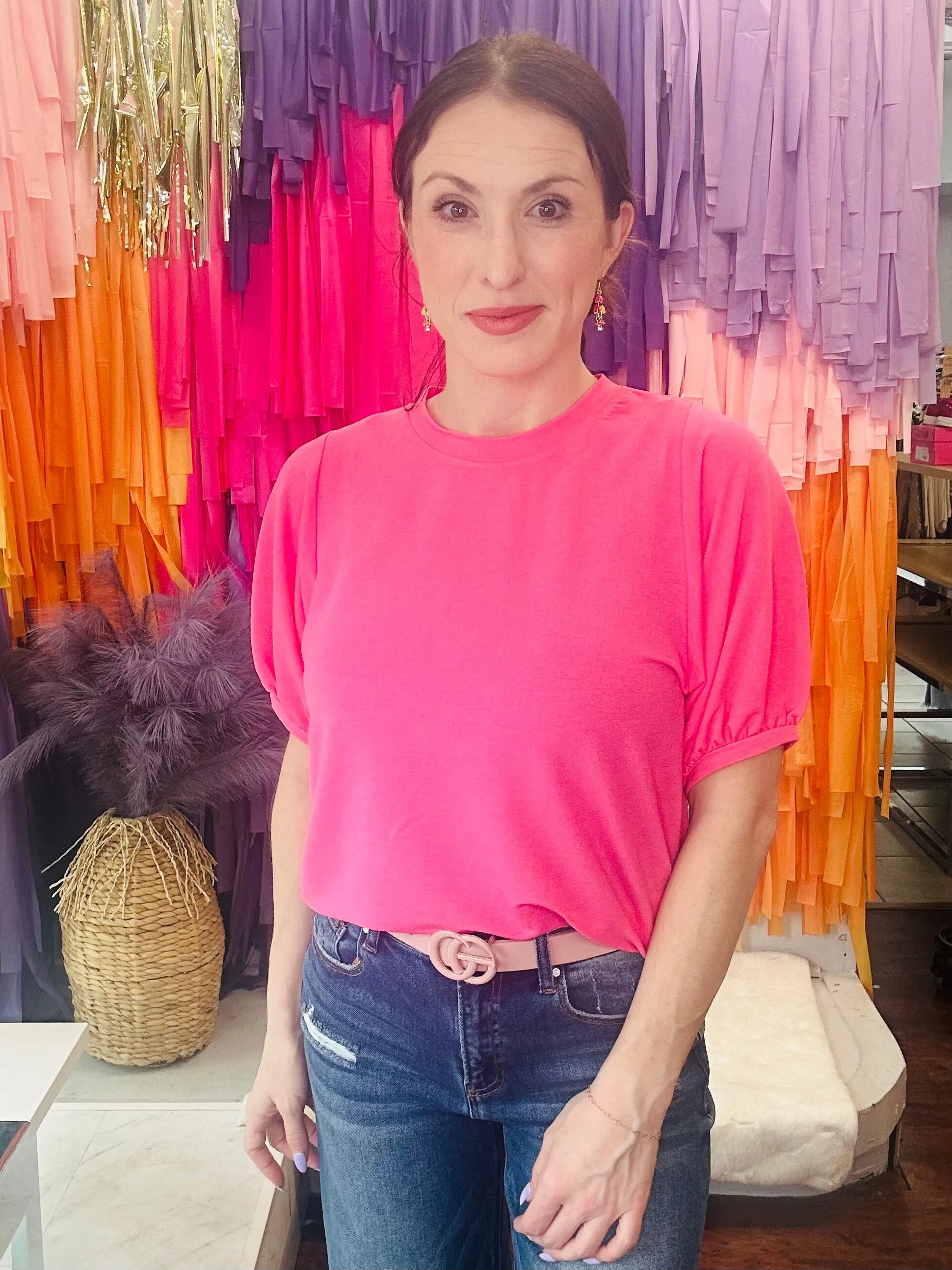 Waving Hello Top: Hot Pink