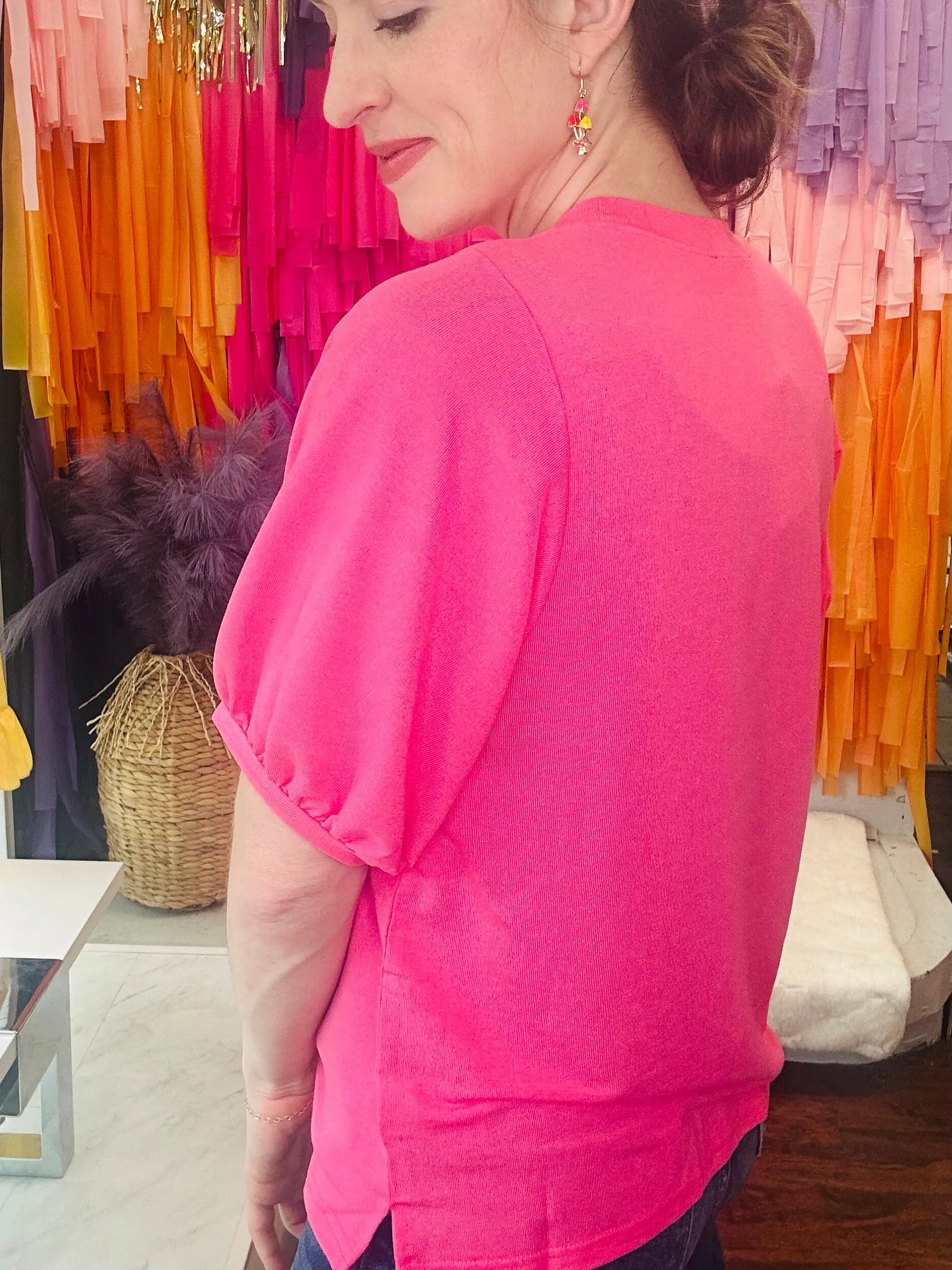 Waving Hello Top: Hot Pink