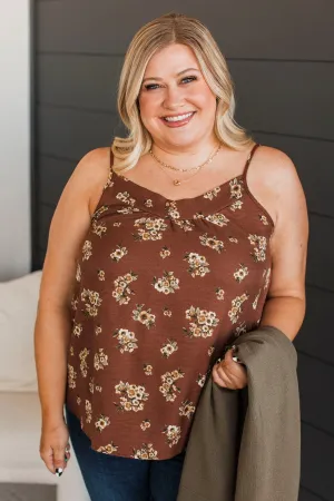 Ways Of The Heart Floral Tank Top- Brown