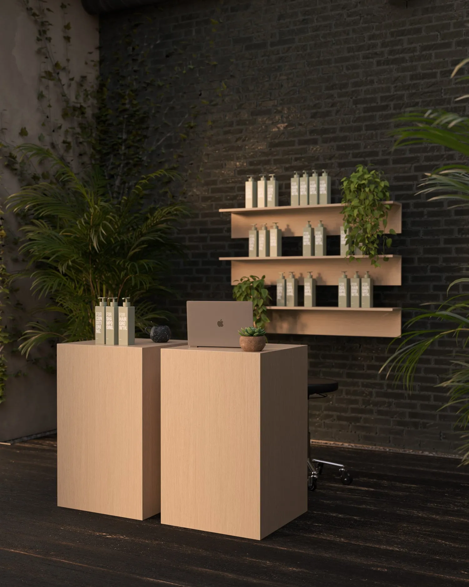 Welcome - Reception counter in oak pattern - 55cm