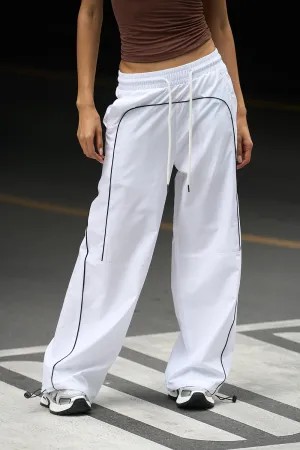 White Sporty Deconstructed Loose Pants