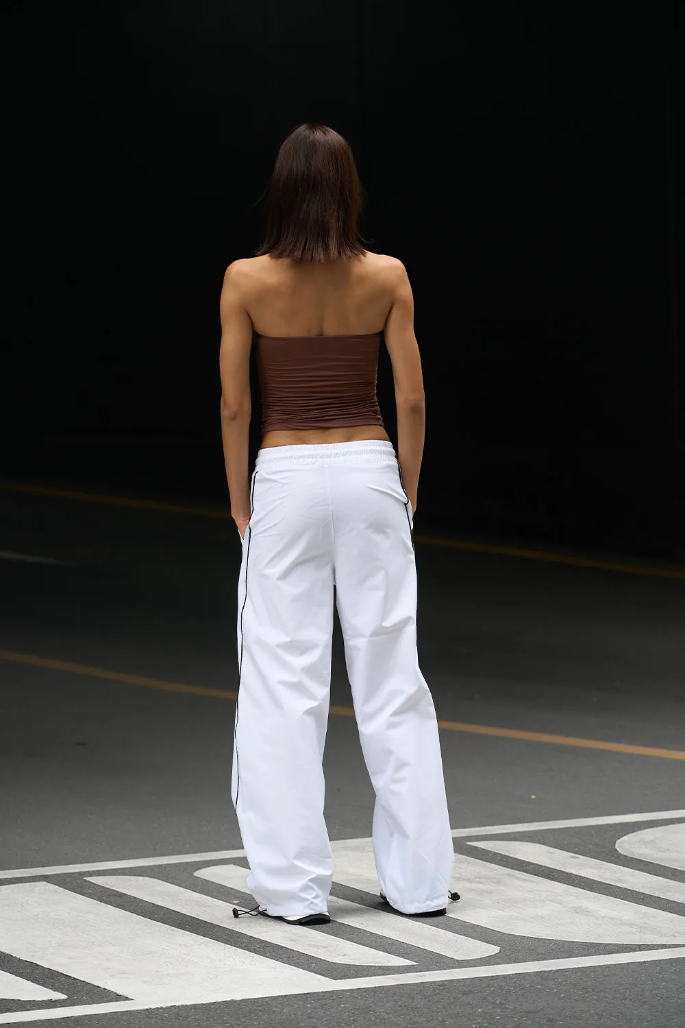 White Sporty Deconstructed Loose Pants