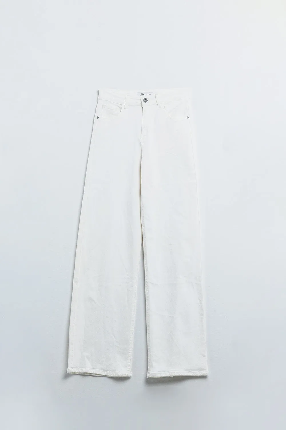 white wide leg high rise Pants