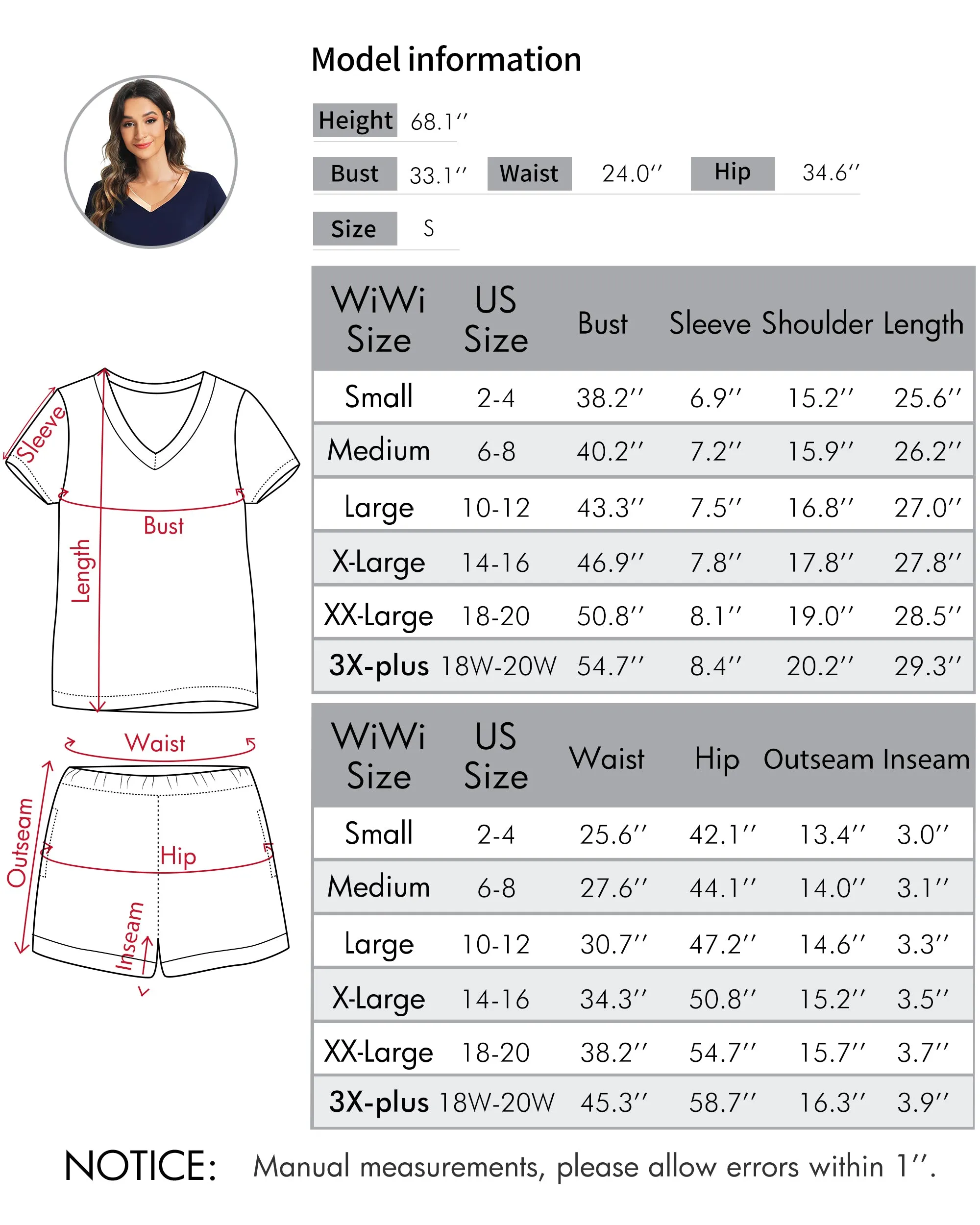 WiWi Womens  Soft Bamboo Pajamas Set