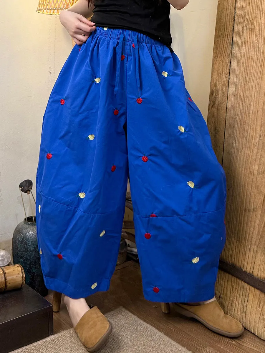 Women Summer Casual Embroidery Cotton Harem Pants