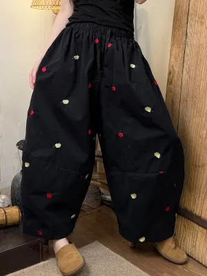 Women Summer Casual Embroidery Cotton Harem Pants