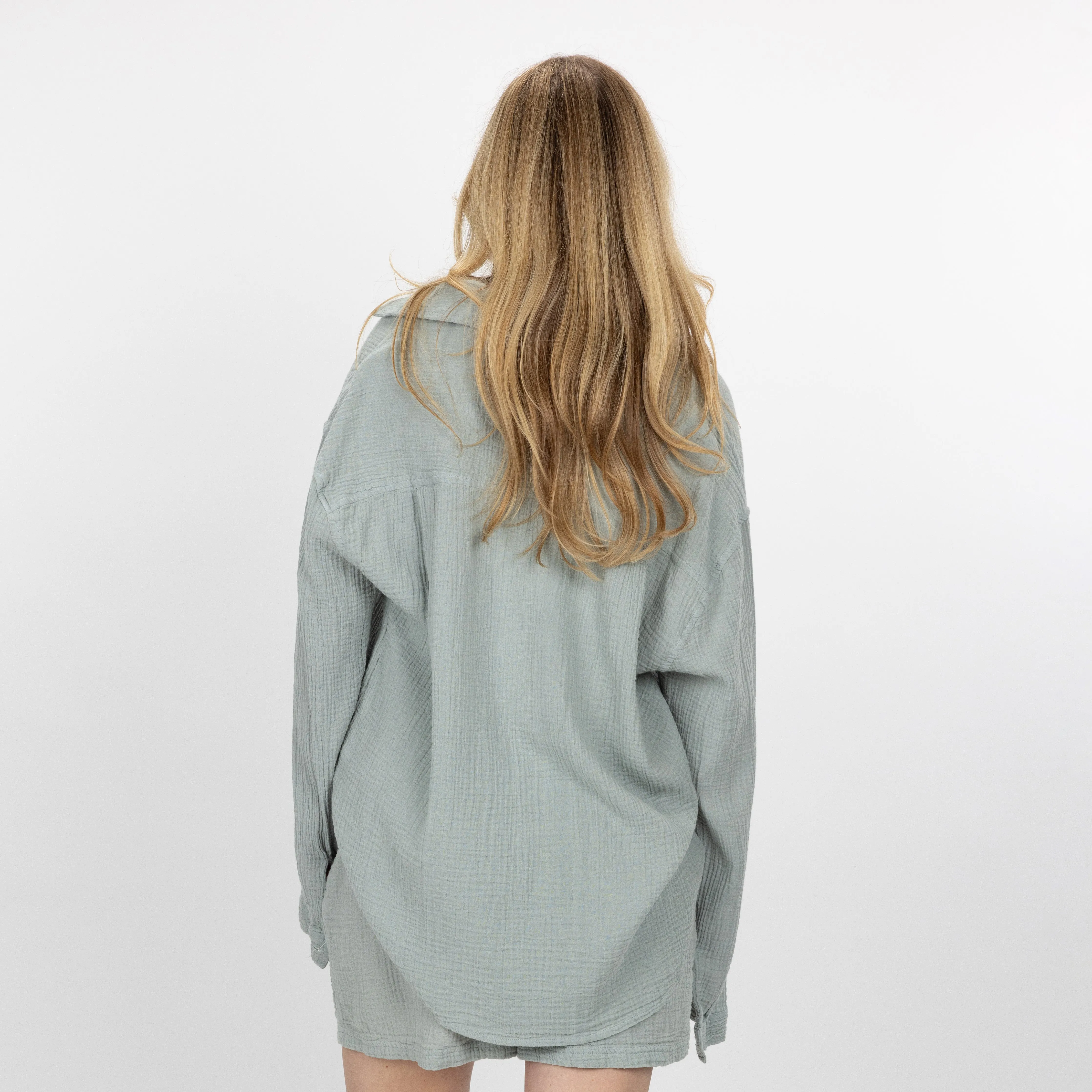 Womens Cotton Double Gauze Shirt - Mirage Grey