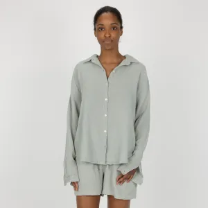Womens Cotton Double Gauze Shirt - Mirage Grey