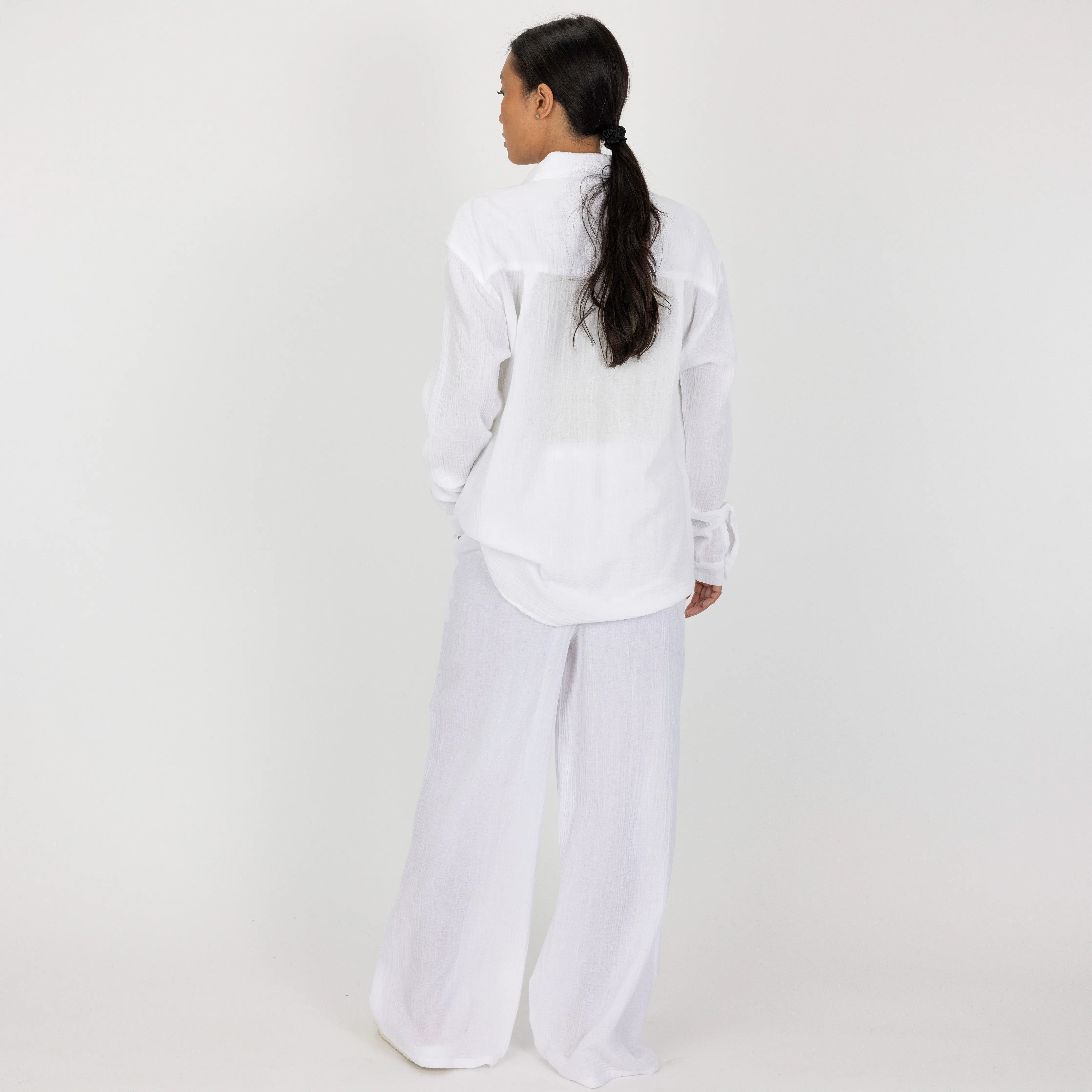 Womens Cotton Double Gauze Shirt - White