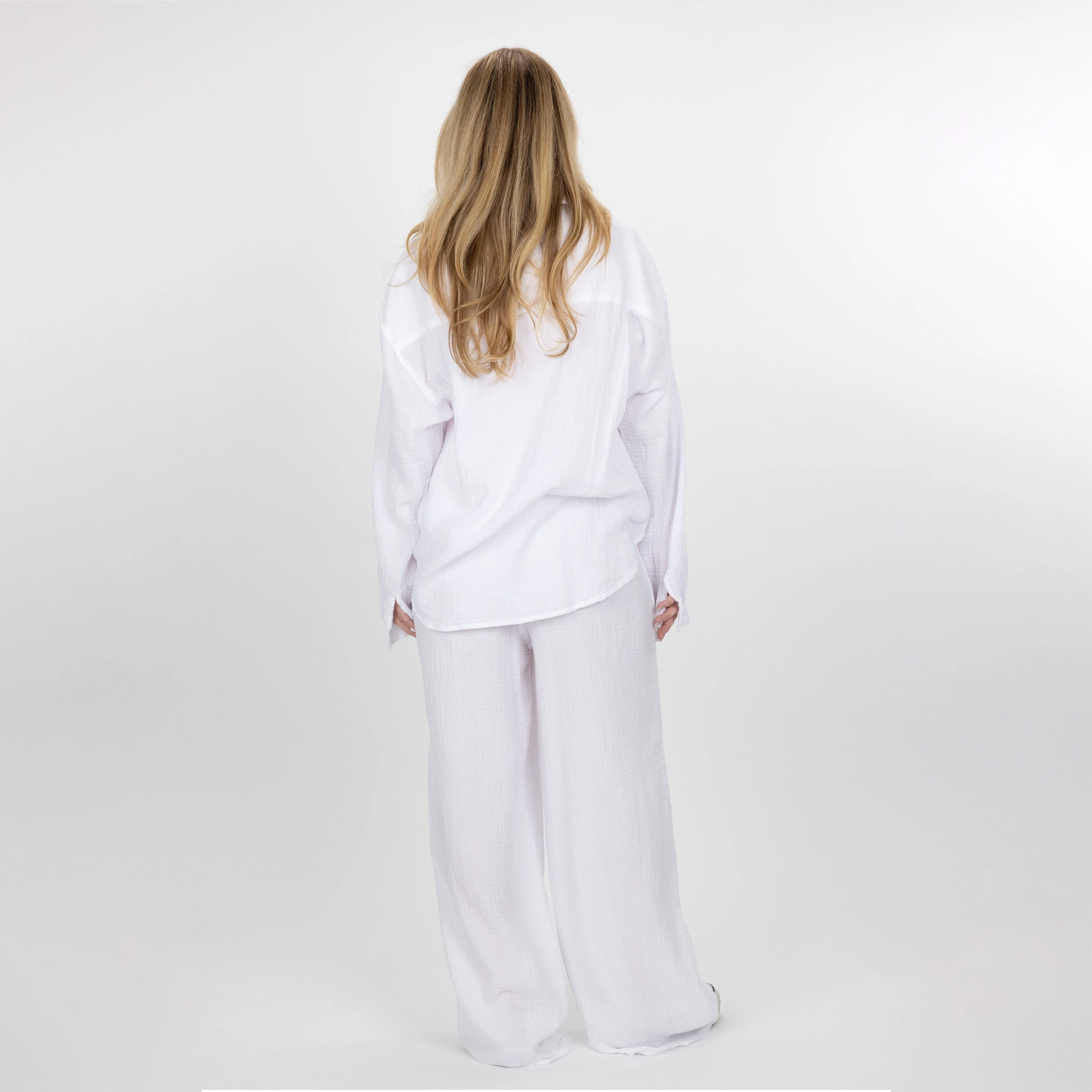 Womens Cotton Double Gauze Shirt - White