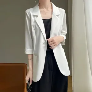 Women's Notched Thin fashion 2025 Tops Women Suit Long Blazers Fashionable Black Collar Sleeve Ladies Stylish Wide variety Discounted delivery Outerwear