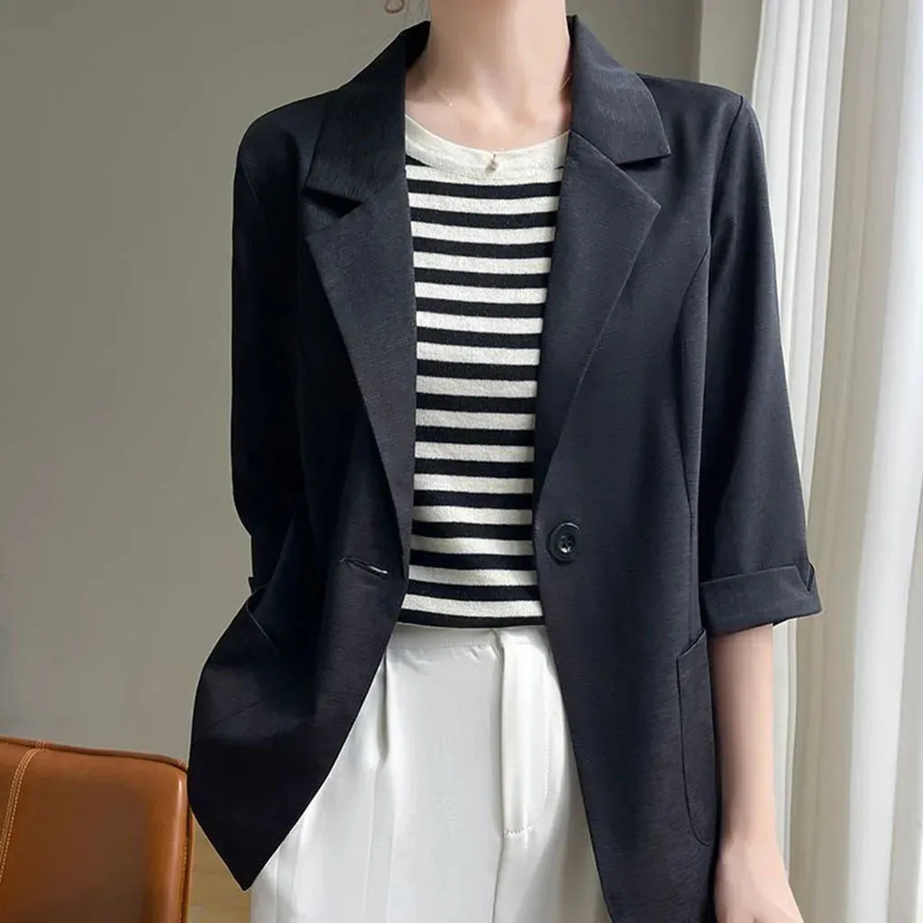 Women's Notched Thin fashion 2025 Tops Women Suit Long Blazers Fashionable Black Collar Sleeve Ladies Stylish Wide variety Discounted delivery Outerwear