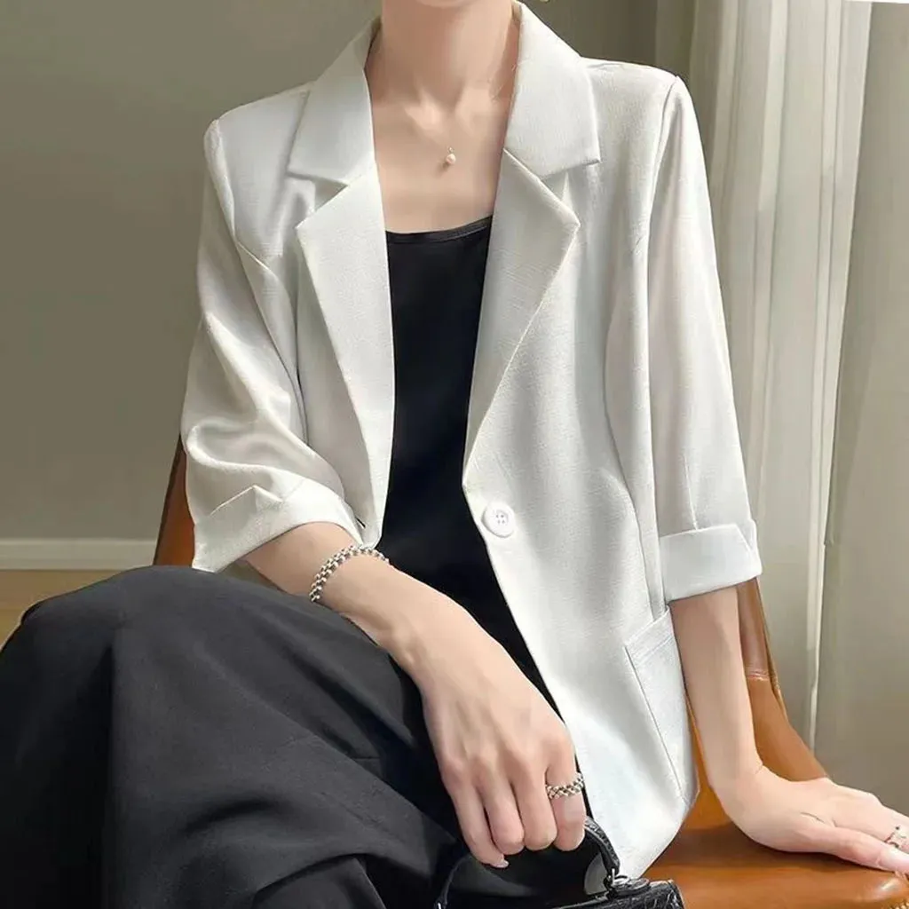 Women's Notched Thin fashion 2025 Tops Women Suit Long Blazers Fashionable Black Collar Sleeve Ladies Stylish Wide variety Discounted delivery Outerwear