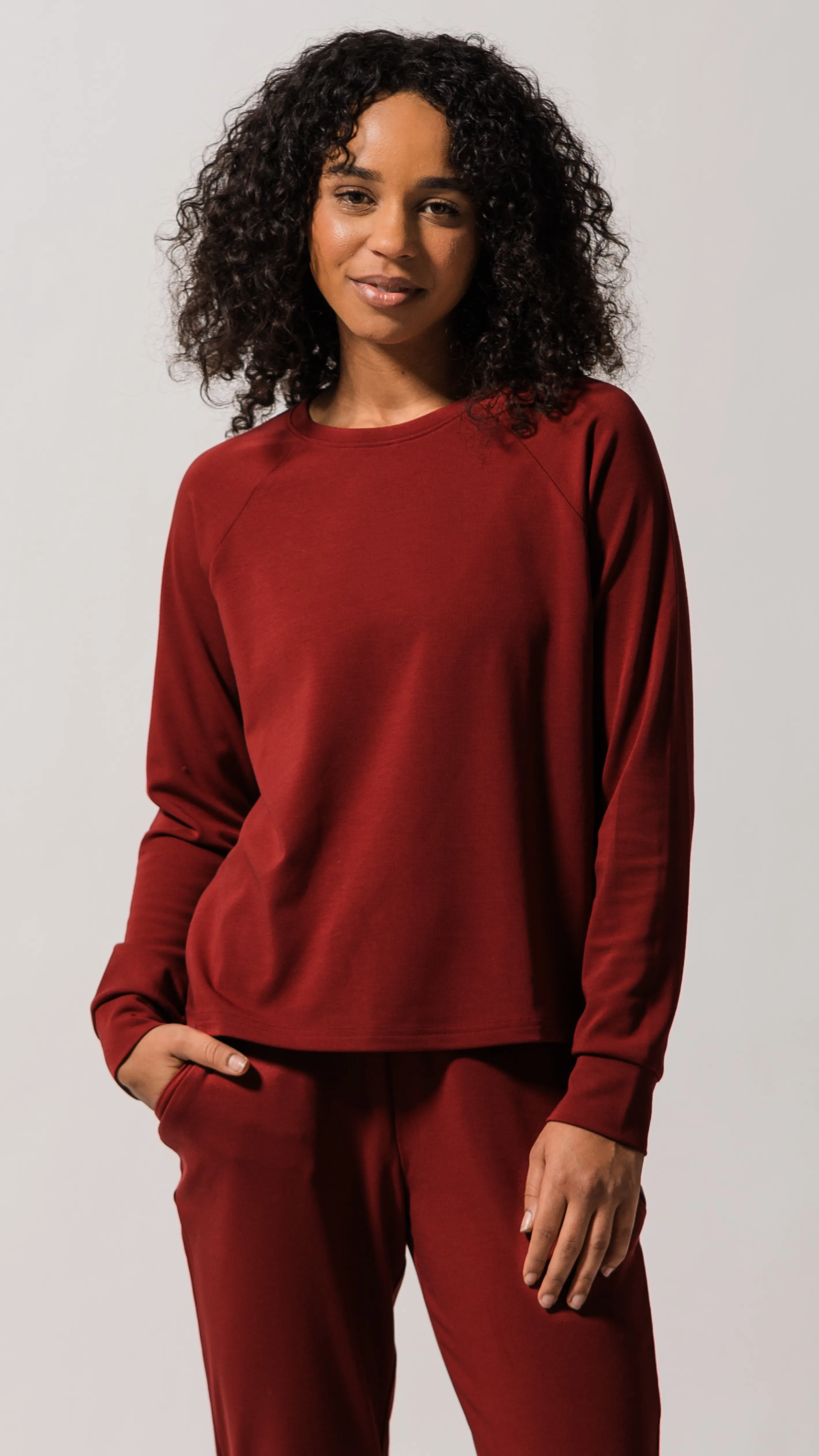 Women's Plain Bamboo Jogger & Pullover Set - Deep Sea