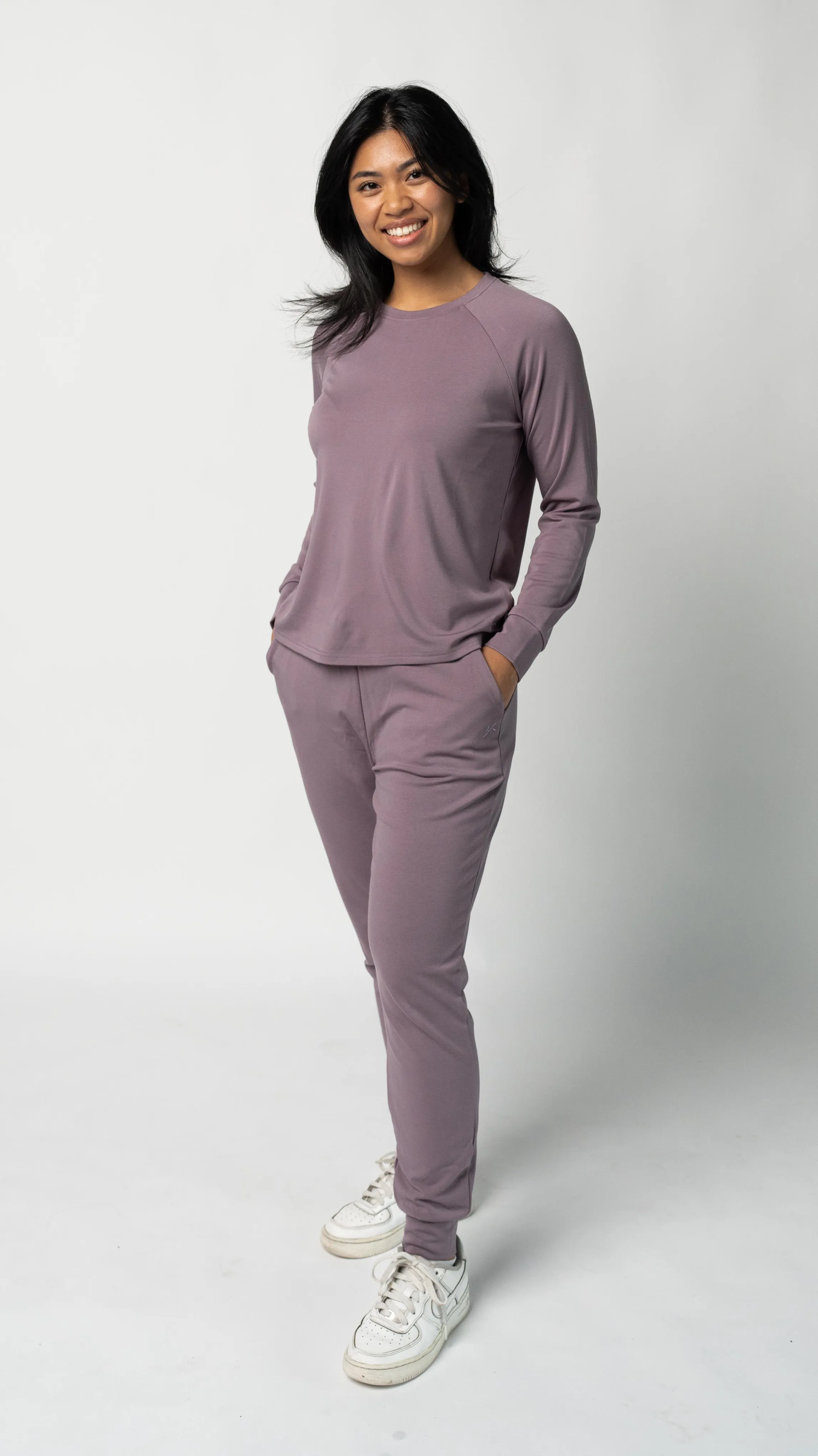 Women's Plain Bamboo Jogger & Pullover Set - Deep Sea