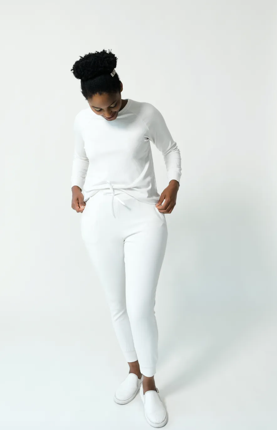 Women's Plain Bamboo Jogger & Pullover Set - Deep Sea