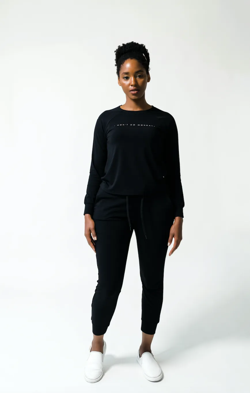 Women's Plain Bamboo Jogger & Pullover Set - Deep Sea