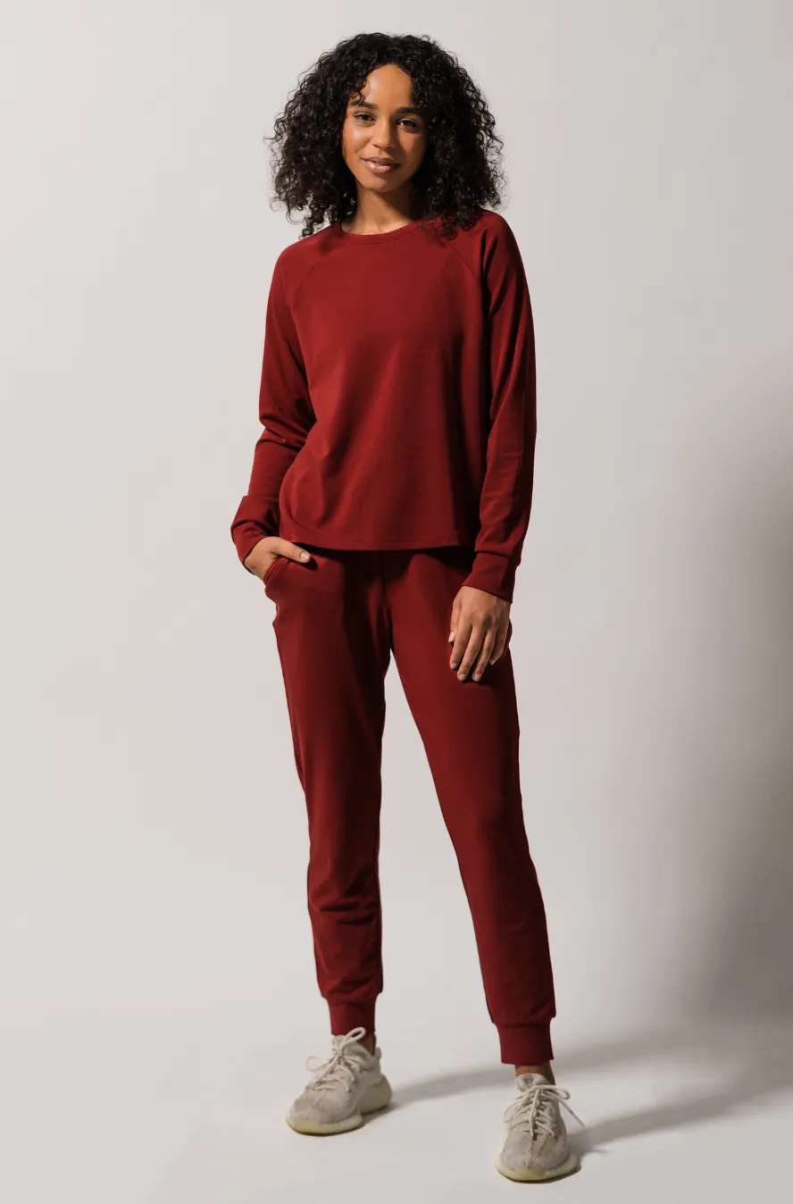 Women's Plain Bamboo Jogger & Pullover Set - Deep Sea